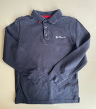 Load image into Gallery viewer, Ben Sherman kids boys size 6-7 navy blue long sleeve polo shirt, VGUC
