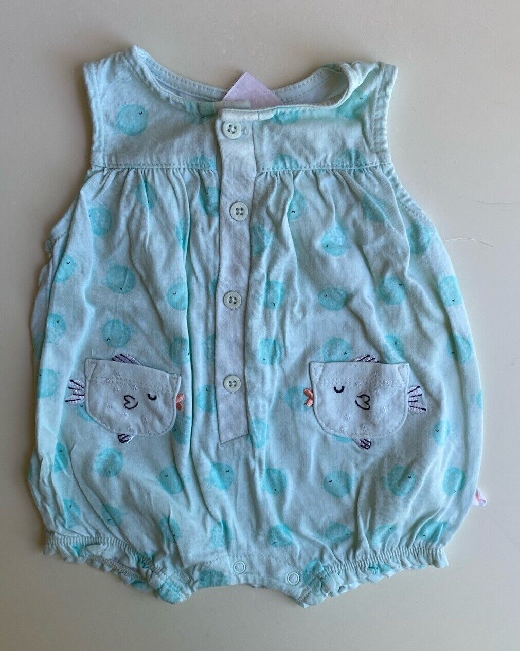 Sprout baby size 0-3 months green fish romper one-piece, VGUC