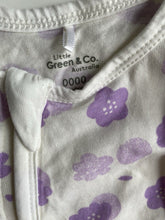 Load image into Gallery viewer, Little Green &amp; Co. baby girl size newborn white purple floral one-piece, VGUC
