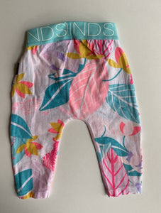 Bonds baby size 0-3 months pink blue jungle stretch leggings pants, VGUC