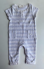 Load image into Gallery viewer, Peter Alexander baby size 0-3 months grey white stripe one-piece, VGUC
