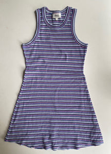 Seed Teen kids girls size 12 blue pink ribbed stripe tank dress, VGUC