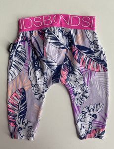 Bonds baby size 0-3 months purple birds leaves stretch leggings pants, VGUC