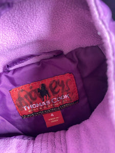 Thomas Cook kids girls size 4 purple hooded warm jacket coat, GUC