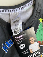 Load image into Gallery viewer, Bonds baby size 0-3 months zippy wondersuit black Christmas trees, BNWT
