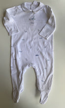 Load image into Gallery viewer, Little White Company baby size 6-9 months white collared one-piece dinosaur VGUC
