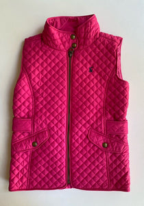 Joules kids girls size 7-8 years pink quilted zip up vest, VGUC