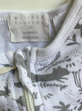 Load image into Gallery viewer, Wilson &amp; Frenchy baby size 3-6 months white grey woodland animal one-piece, VGUC
