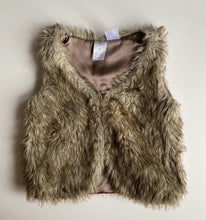 Load image into Gallery viewer, H&amp;T kids girls toddler size 3 brown fluffy faux fur vest jacket, VGUC
