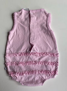 Papoose Layette baby girl size 0-3 months pink ruffle romper fairy, GUC