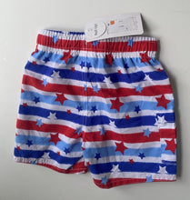 Load image into Gallery viewer, Baby Berry baby boy size 3-6 months red blue white stripe stars shorts swim BNWT
