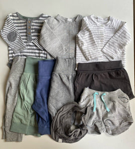 H&M baby size 1-2 months bundle grey stripe leggings shorts tops set, VGUC