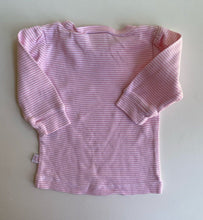 Load image into Gallery viewer, Marquise baby girl size 0-3 months pink white stripe long sleeve top bird, VGUC
