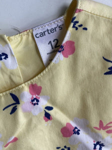 Carter's baby girl size 9-12 months yellow pink floral party dress, VGUC