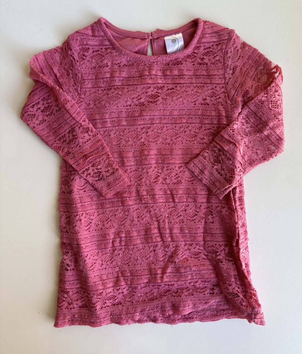 Target kid girls toddler size 2 pink lace long sleeve dress, VGUC
