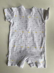 Marquise baby size 3-6 months white grey yellow arrows romper, VGUC