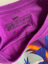 Load image into Gallery viewer, Marvel Guardians of the Galaxy kids size 8 purple t-shirt Rocket, VGUC
