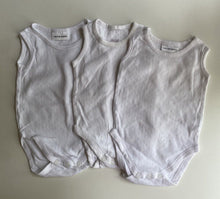 Load image into Gallery viewer, Baby Club baby size 0-3 months x3 white tank bodysuit tops bundle, VGUC
