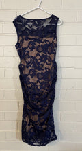 Load image into Gallery viewer, Ripe Women&#39;s size XS maternity beige navy blue lace sleeveless dress, EUC
