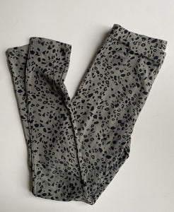 Decjuba kids girls size M (12 years) grey black leopard print leggings VGUC