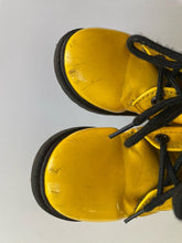 Load image into Gallery viewer, Dinimigi kids size EUR 24 yellow black faux leather lace up boots, GUC
