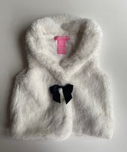 Load image into Gallery viewer, Isaac Mizrahi kids girls size 4 white fluffy collared vest black bow, VGUC
