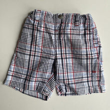 Load image into Gallery viewer, Peter Rabbit baby boy size 3-6 months blue red check shorts, VGUC
