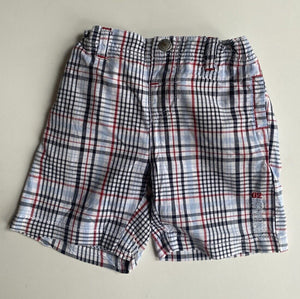 Peter Rabbit baby boy size 3-6 months blue red check shorts, VGUC