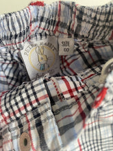 Load image into Gallery viewer, Peter Rabbit baby boy size 3-6 months blue red check shorts, VGUC
