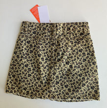 Load image into Gallery viewer, Cotton On Kids girls size 5 brown distressed denim leopard print mini skirt BNWT
