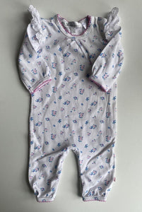 Bebe by Minihaha baby girl size 0-3 months white pink blue floral one-piece VGUC