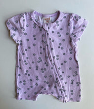 Load image into Gallery viewer, Seed baby girl size newborn purple floral romper one-piece, VGUC
