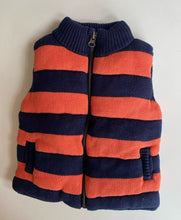 Load image into Gallery viewer, Seed baby size L (18-24 months) orange navy blue knit zip up vest, VGUC
