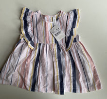 Load image into Gallery viewer, Dymples baby girl size 12-18 months pink stripe short sleeve blouse top, BNWT
