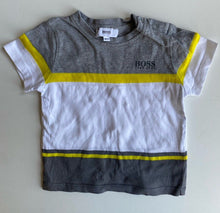 Load image into Gallery viewer, Hugo Boss baby size 6-9 months grey yellow short sleeve t-shirt top, VGUC
