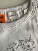 Load image into Gallery viewer, Pumpkin Patch baby size newborn white long sleeve bodysuit top deer, VGUC
