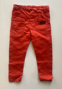 Purebaby baby size 18-24 months red orange jeans pants pull on, GUC