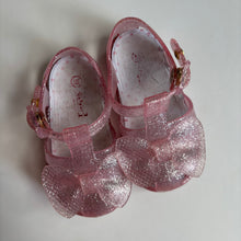 Load image into Gallery viewer, Seed baby girl size 6-12 months pink glitter bows jelly sandals, VGUC
