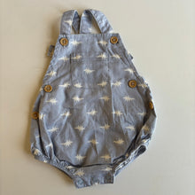 Load image into Gallery viewer, Bilbi baby boy size 3-6 months denim blue dinosaur romper, VGUC
