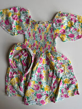 Load image into Gallery viewer, Btween kids girls size 2 yellow pink floral smocked dress headband set, VGUC
