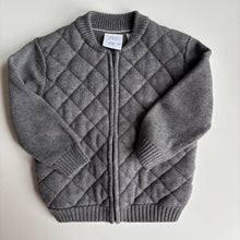 Load image into Gallery viewer, Zara baby size 18-24 months grey quilted knit zip up jumper, VGUC
