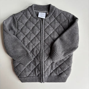Zara baby size 18-24 months grey quilted knit zip up jumper, VGUC