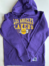 Load image into Gallery viewer, NBA youth kids size 14 purple LA Lakers hooded jumper, VGUC
