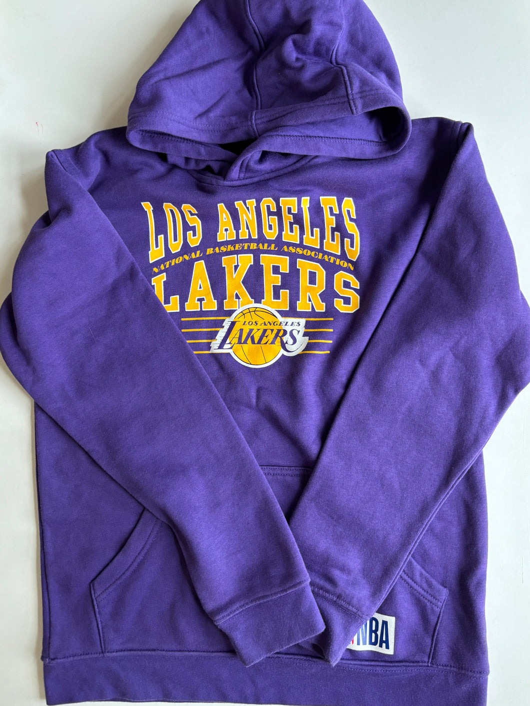 NBA youth kids size 14 purple LA Lakers hooded jumper, VGUC