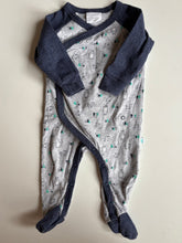 Load image into Gallery viewer, Marquise baby size 3-6 months grey blue woodland one-piece, VGUC
