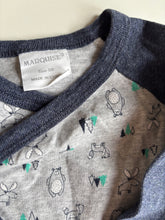 Load image into Gallery viewer, Marquise baby size 3-6 months grey blue woodland one-piece, VGUC
