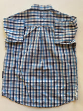 Load image into Gallery viewer, Kathmandu kids boys size 10 blue white check button up shirt short sleeve, VGUC
