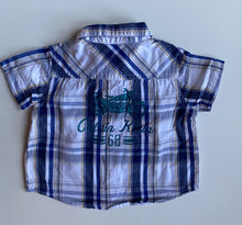 Load image into Gallery viewer, Calvin Klein baby boy size 0-3 months blue white check button up shirt, VGUC
