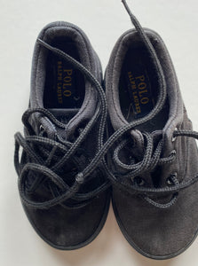 Polo Ralph Lauren kids boys size US 7/EUR 23.5 black canvas lace up shoes, VGUC