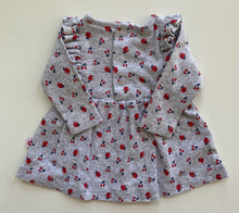 Load image into Gallery viewer, Marquise baby girl size newborn grey bodysuit dress red cherries, VGUC
